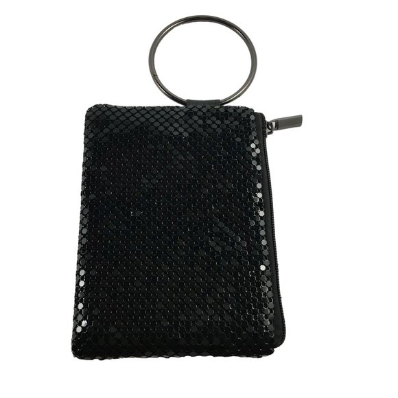 BLACK SEQUIN MESH WRISTLET 6 3/4 X 5 1/4 - Picture 1 of 3
